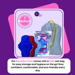 3 Medium Reusable pads (Regular flow)