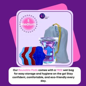 5 Medium Reusable pads (Regular flow)