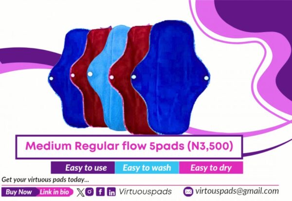 5 Medium Reusable pads (Regular flow) - Image 2